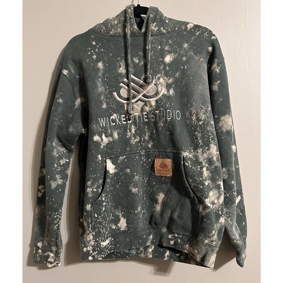 Wicked Tie Studio Unisex Alpine Green Small Reverse Tie Dye Bleached Embroidered - Picture 1 of 10